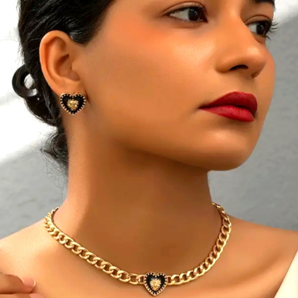 Heart Lion Head design & chain SET 🔥🤩